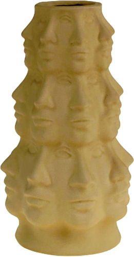 Bomont Collection vase faces beige stoneware 13.5x24.5cm Beige