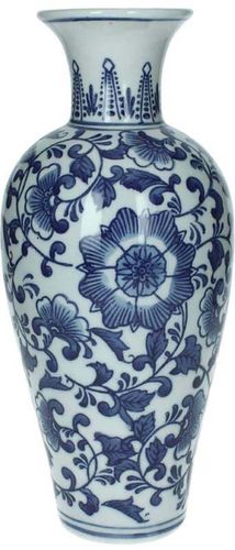 Bomont Collection Vase Porcelain Blue/White 12x12x28cm Blauw