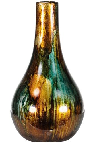 Bomont Collection Dazzle vase 14xH26cm petrol gold Blauw