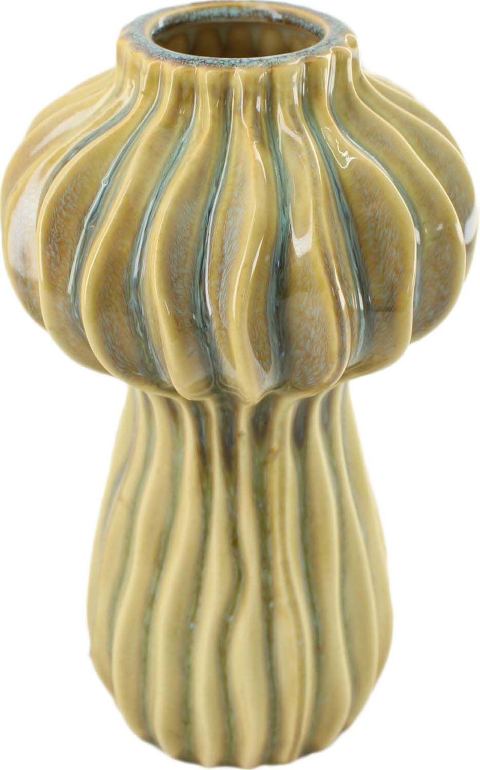 Vase ceramic 12.x12.5x22cm light green Groen