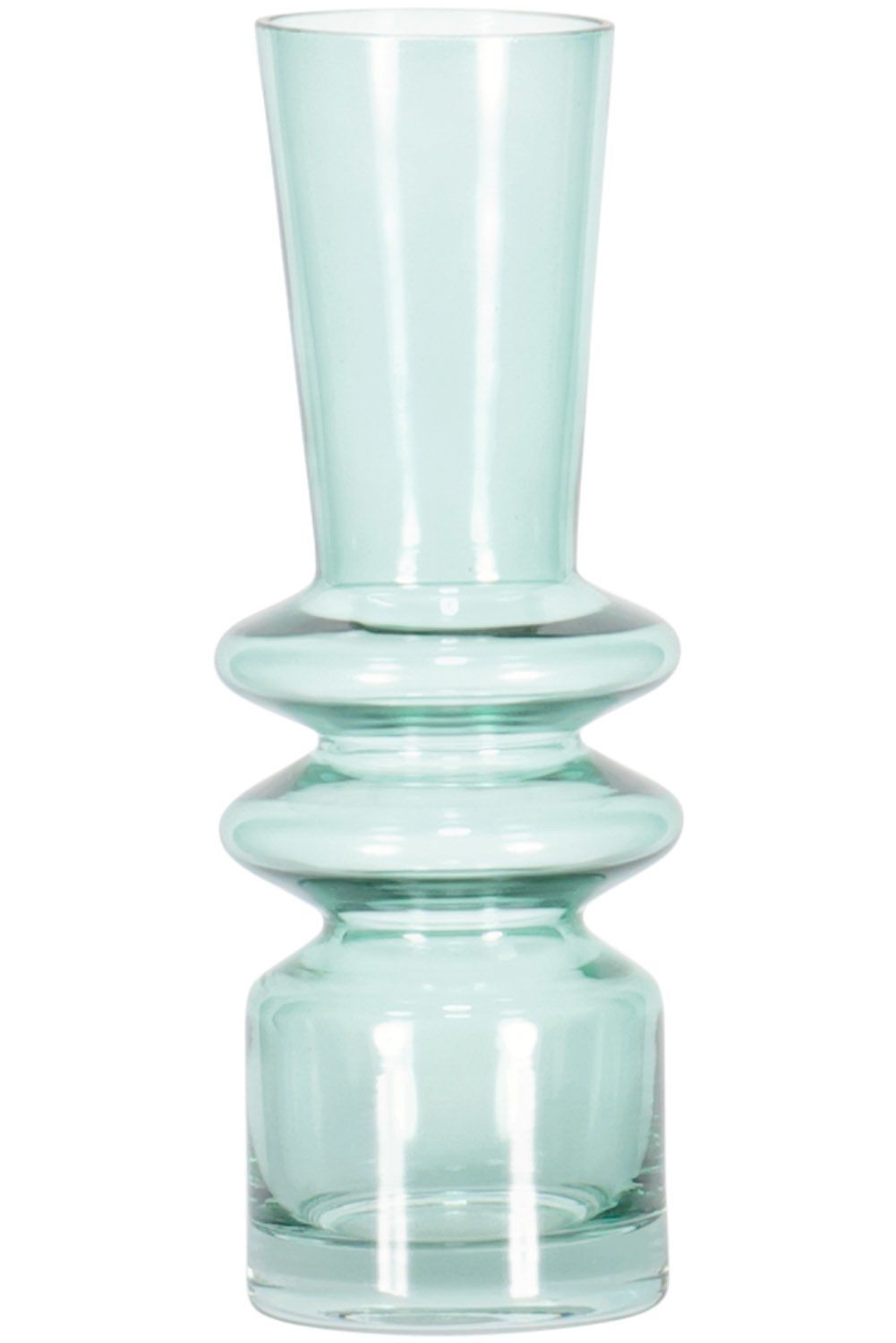 Vase Glass Green 7x7x20cm Groen