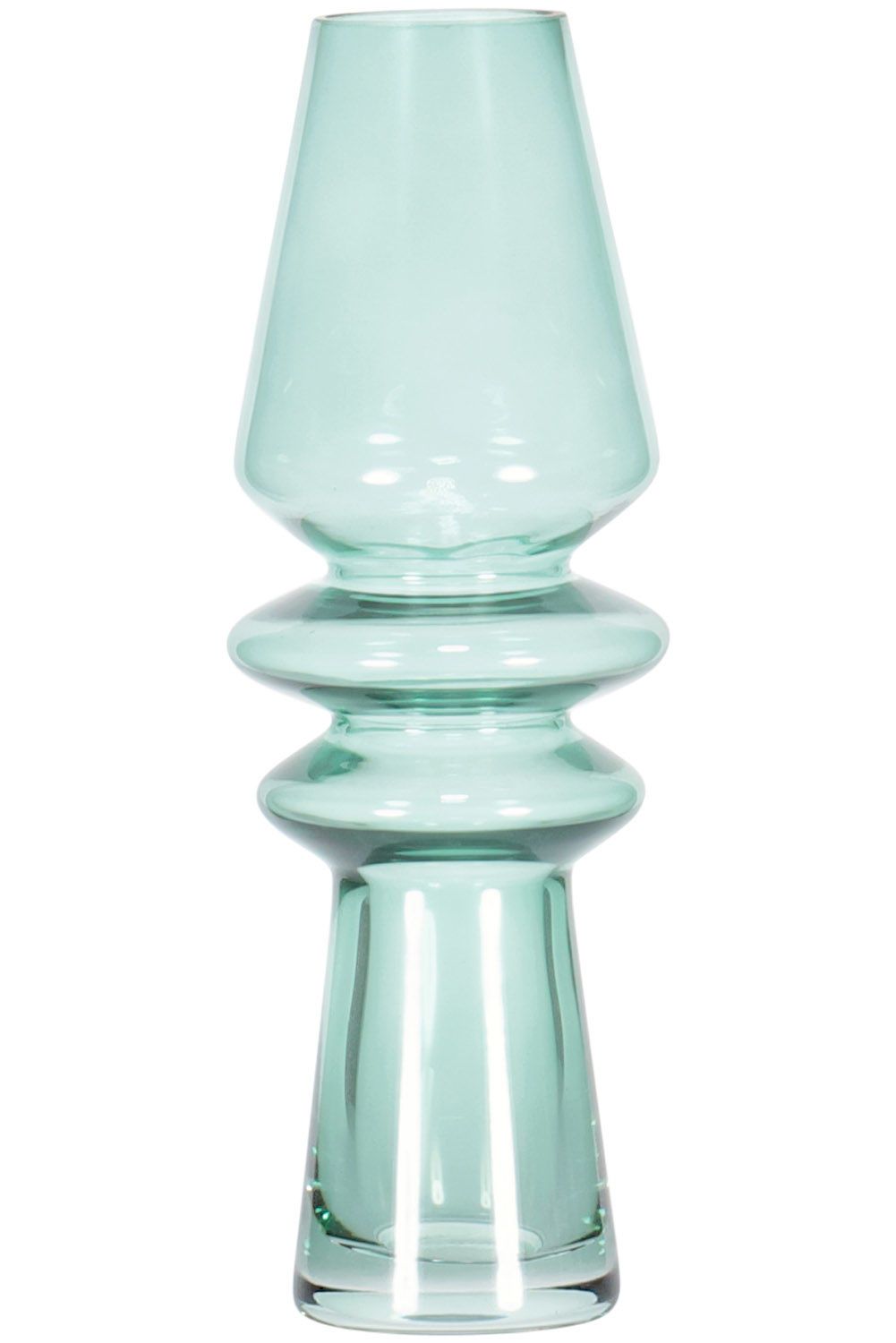 Vase Glass Green 7x7x25cm Groen