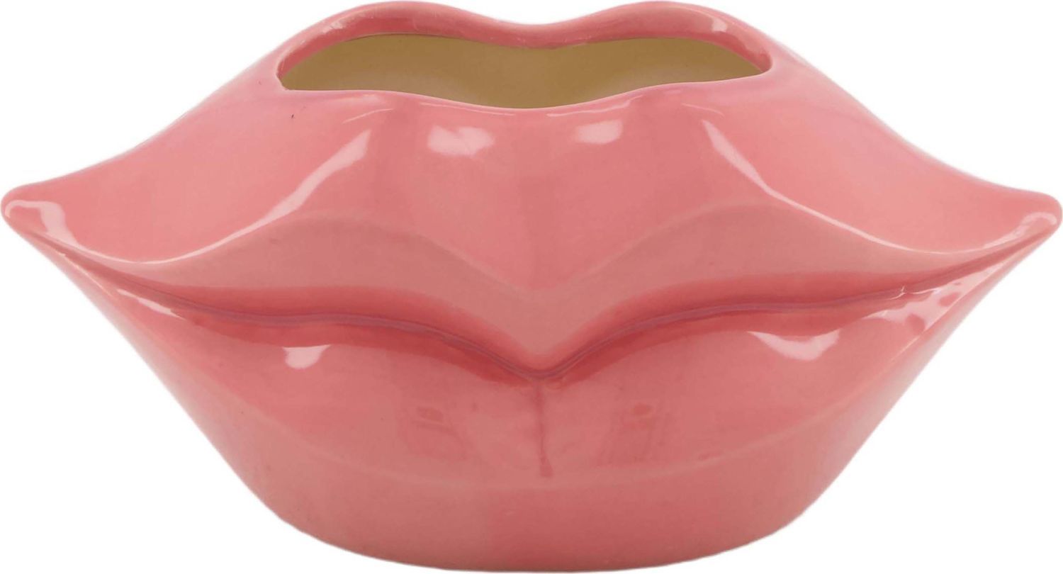 Vase lip ceramic 27.5x14x12cm pink Roze
