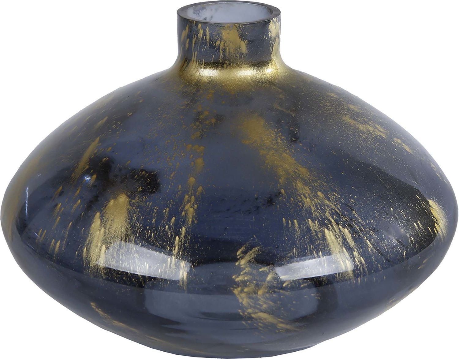 Vaas "Meguino Uvo" L zwart/goud glas 22x22x15cm Zwart