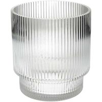 Vase Stripe Glass Clear 16x16x17cm Wit
