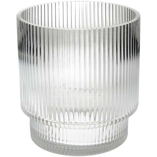 Bomont Collection Vase Stripe Glass Clear 16x16x17cm Wit