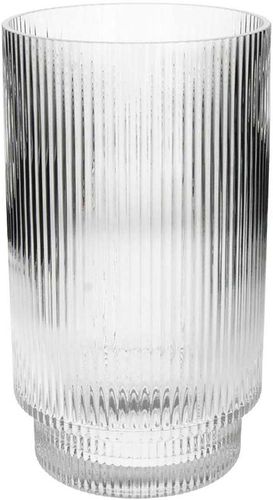 Bomont Collection Vase Stripe Glass Clear 16x16x28cm Wit