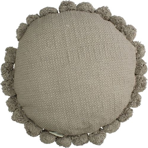 Bomont Collection Cushion Pompons cotton grey 45x45cm Grijs