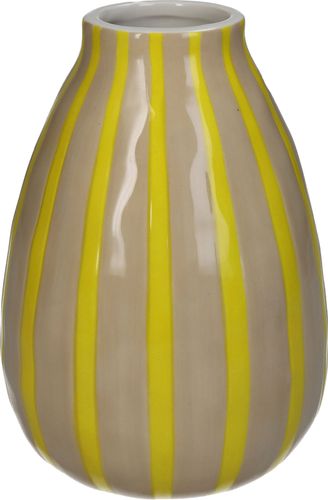 Bomont Collection Vase Stripe Dolomite Yellow 12.4x12.4x17.8cm Geel