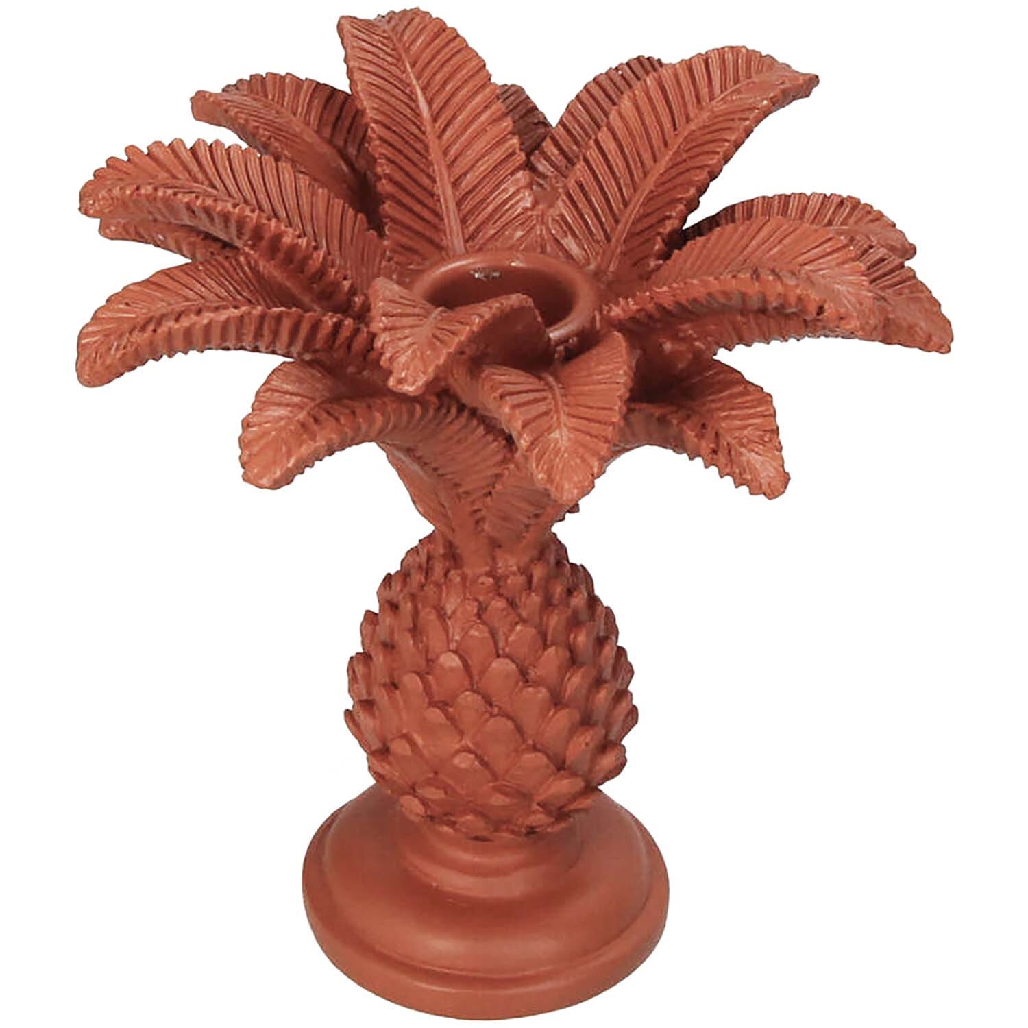 Candle Stick Palm Tree Terra 13x13x14cm Rood  Candle Stick Palm Tree Terra 13x13x14cm Rood