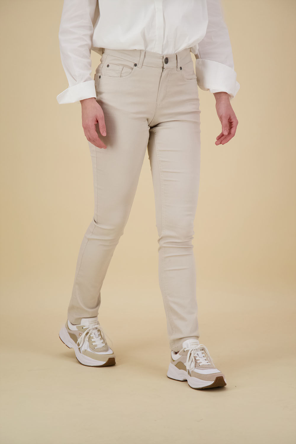 Enjoy Broek Superstretch Lang Crème Enjoy Broek Superstretch Lang Crème