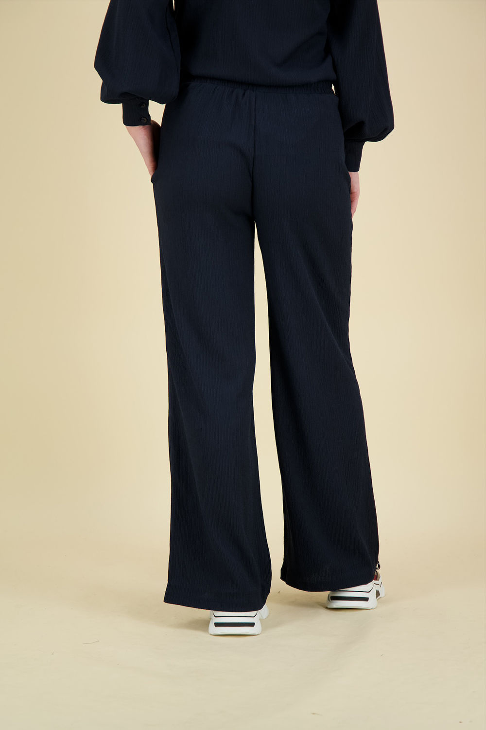 Zusss Broek van crinkelstof Blauw Zusss Broek van crinkelstof Blauw