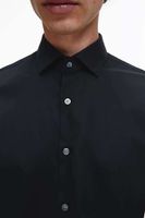 polpin structure slim shirt Zwart
