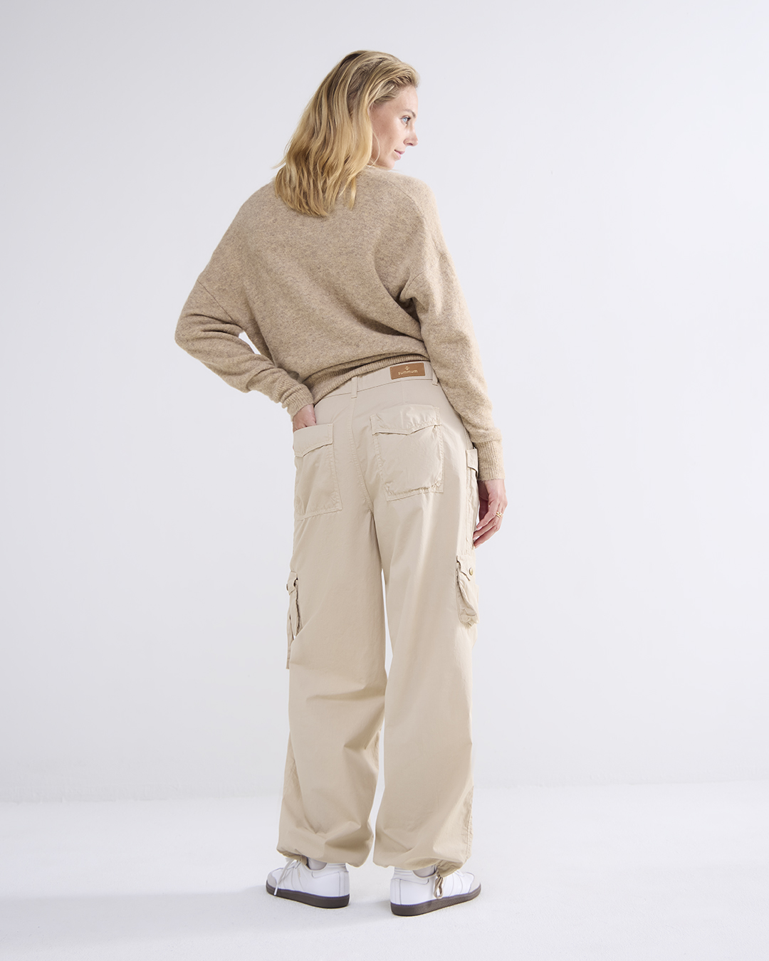 Summum Cargobroek Crisply Plain Weave Beige Summum Cargobroek Crisply Plain Weave Beige