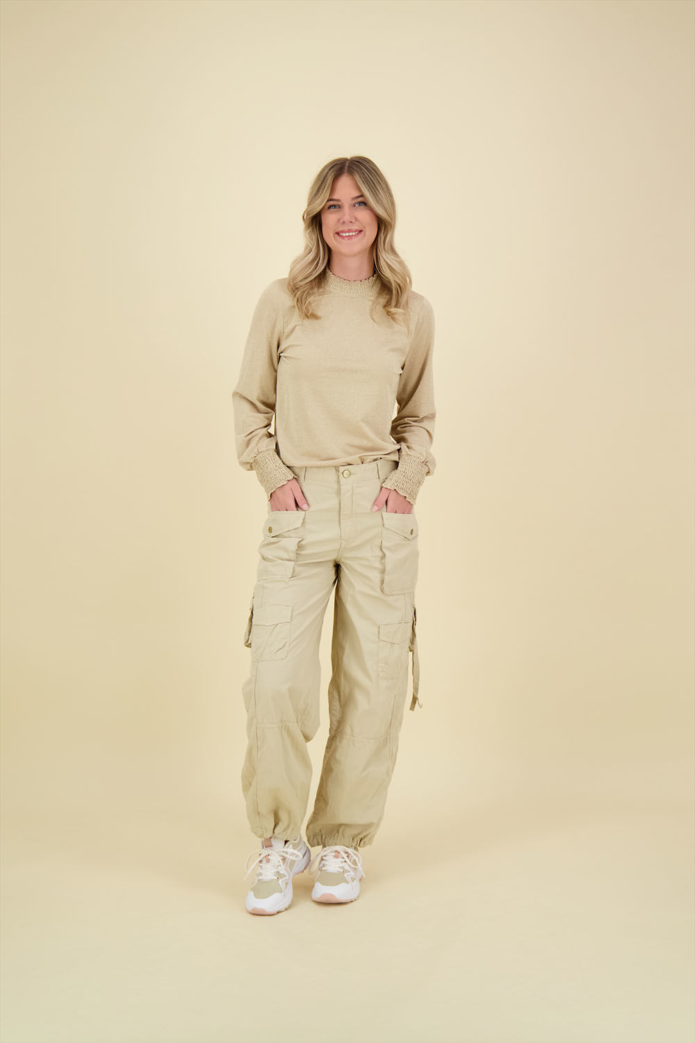 Summum Cargobroek Crisply Plain Weave Beige Summum Cargobroek Crisply Plain Weave Beige