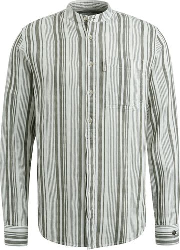 Cast Iron Long Sleeve Shirt Structure Stripe Groen