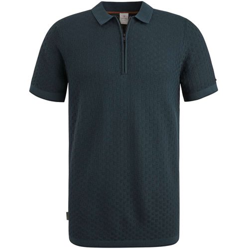 Cast Iron Short sleeve polo cotton modal Blauw