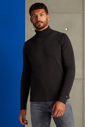 Cast Iron Turtleneck cotton heather plated Zwart