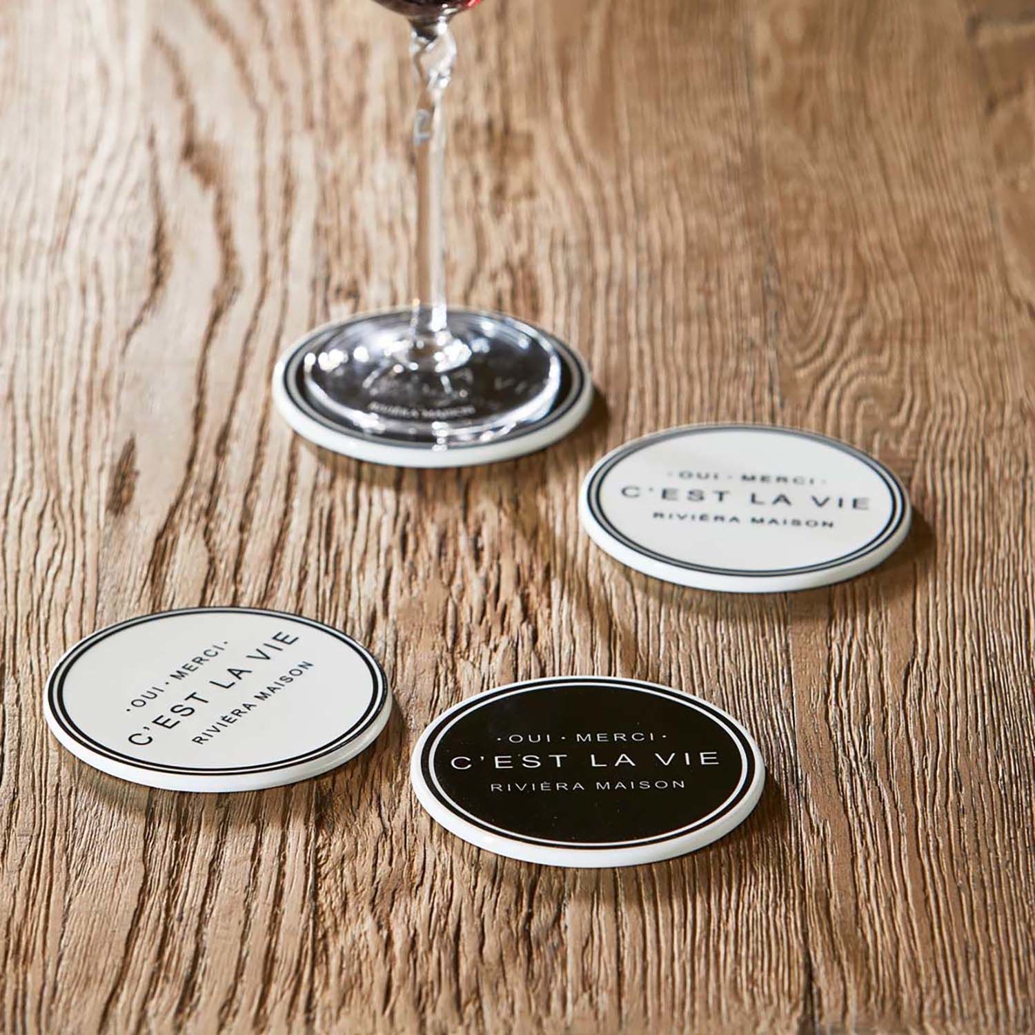 Riviera Maison Onderzetters C'est La Vie 4 Stuk Multi Riviera Maison Onderzetters C'est La Vie 4 Stuk Multi