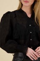 structurecc line frill shirt Zwart