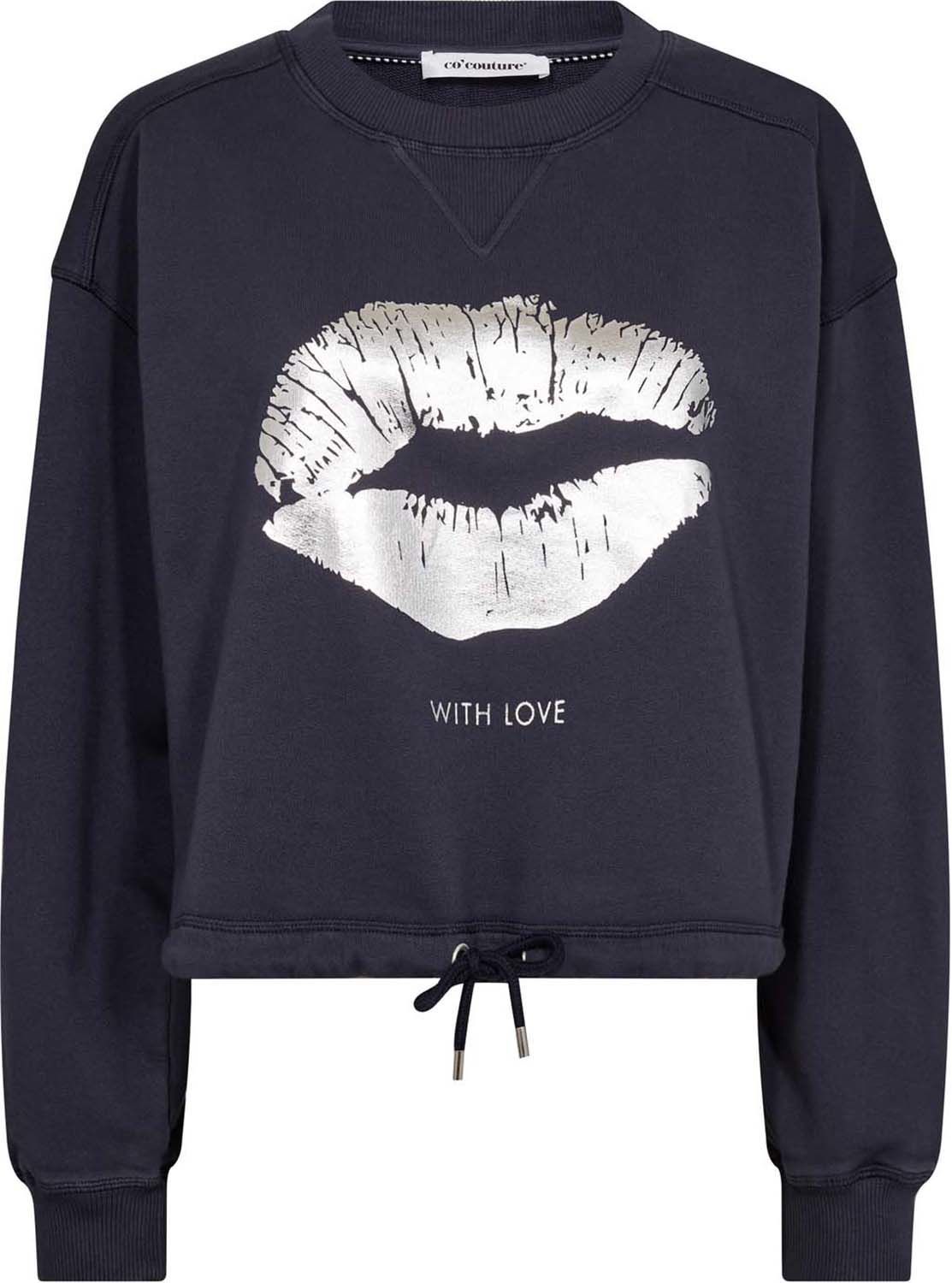 Co'couture Sweater Crop Tie Clean Kiss Blauw