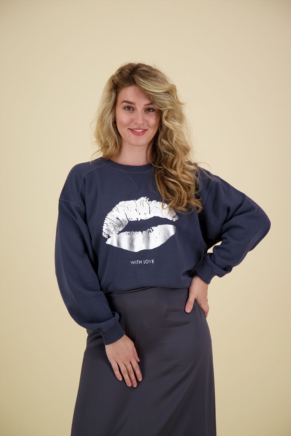 Co'couture Sweater Crop Tie Clean Kiss Blauw