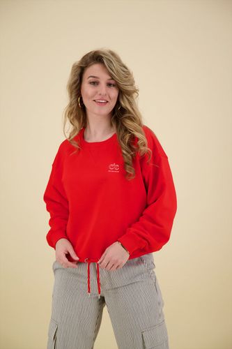 Co'couture clean crop tie sweat Rood