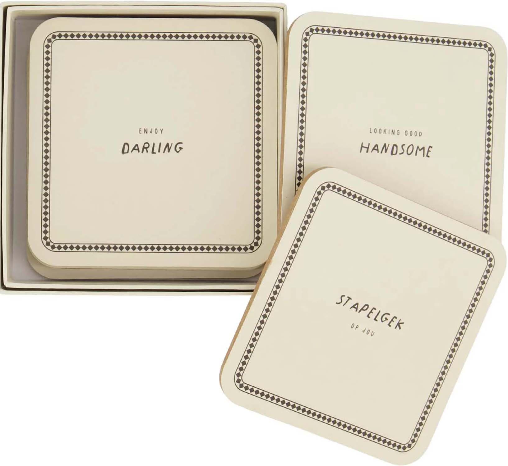 set van 6 onderzetters zand/antracietgrijs Kaki  set van 6 onderzetters zand/antracietgrijs Kaki