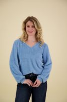 sweater teddy V neck Blauw