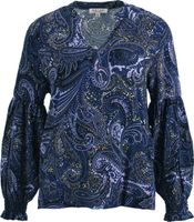 top ronde V hals paisley print Blauw