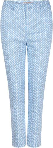 Esqualo Trousers chino stretch block print Blauw
