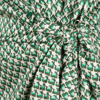 Dress knot satin geo graphic print Groen