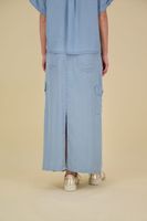 Skirt maxi tencel Blauw