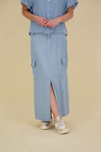 Esqualo Skirt maxi tencel Blauw