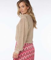 Cardigan open knit Geel