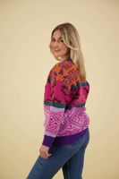 Sweater jacquard colored Roze