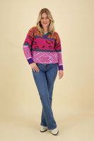 Sweater jacquard colored Roze