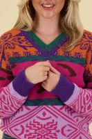 Sweater jacquard colored Roze