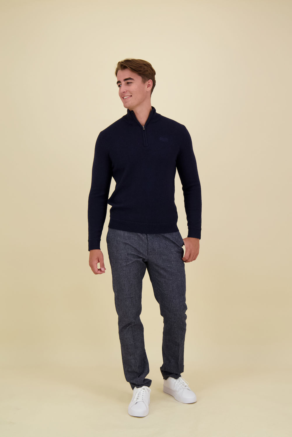 Superdry Trui Henley Blauw Superdry Trui Henley Blauw