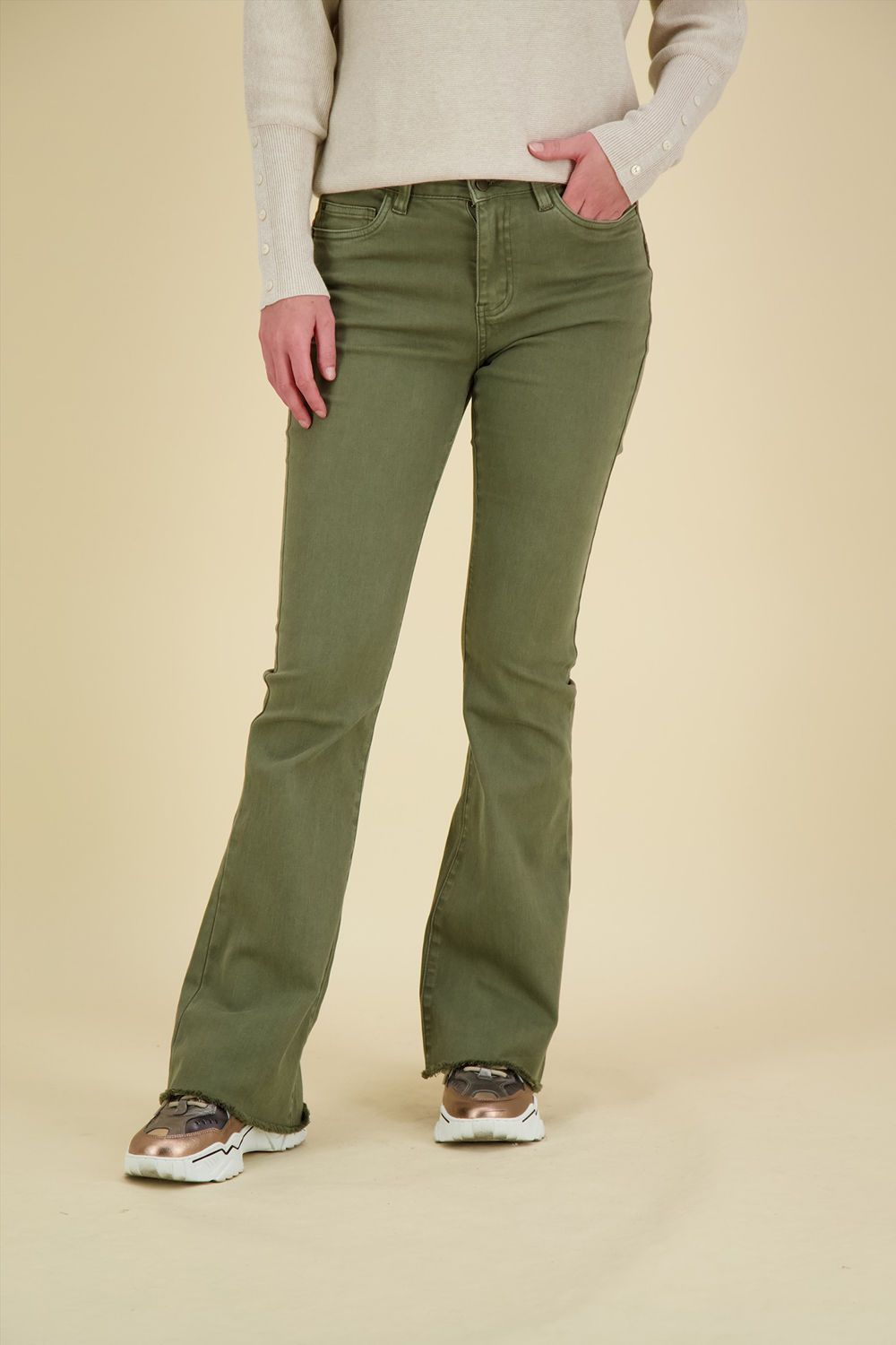 Florez Jeans Flared Groen