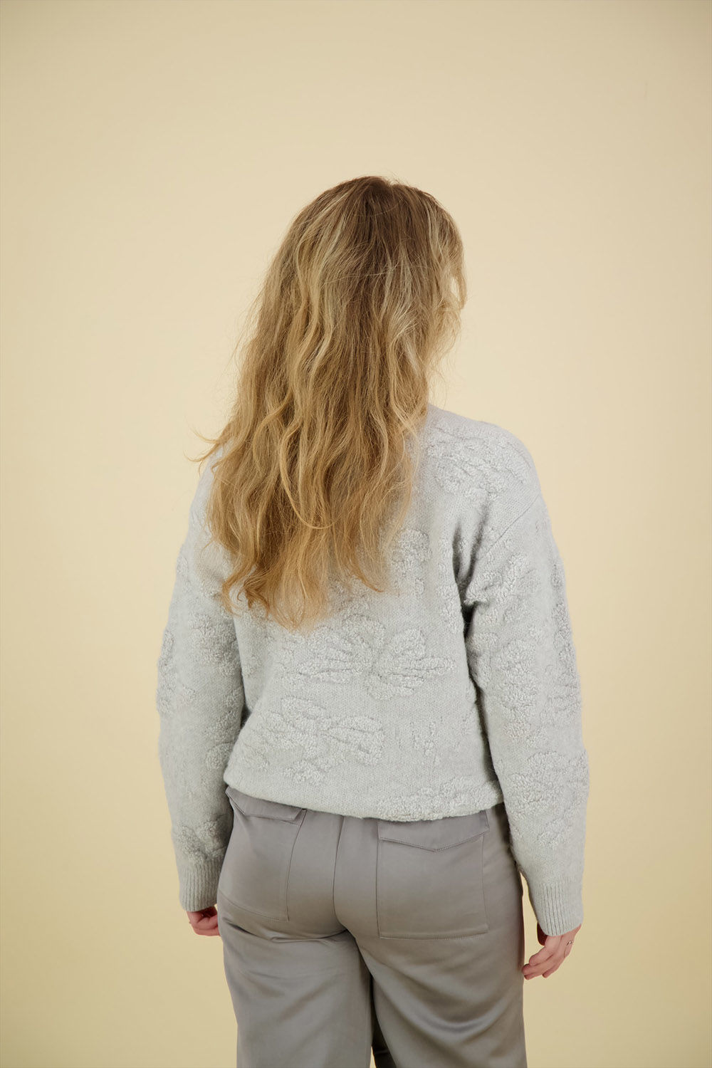 Yaya Flower jacquard sweater Grijs Yaya Flower jacquard sweater Grijs