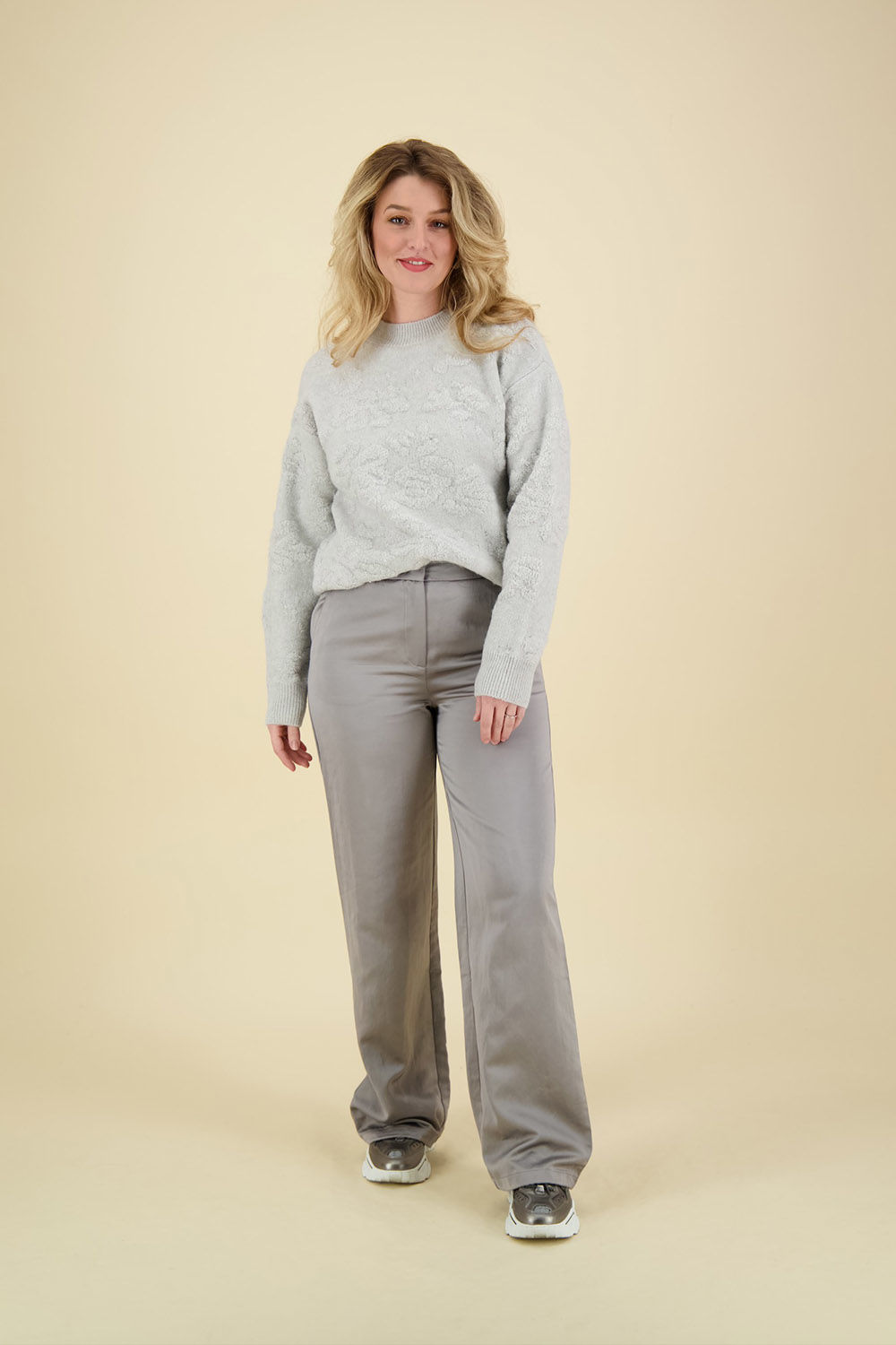 Yaya Flower jacquard sweater Grijs Yaya Flower jacquard sweater Grijs