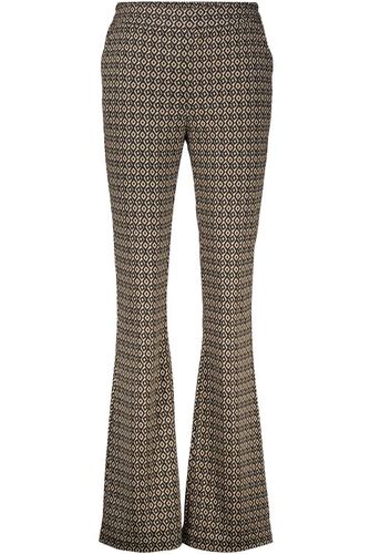 Geisha Pants jacquard flare 2-tone Zwart