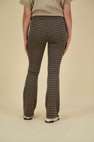 Pants jacquard flare 2-tone Zwart