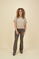 Pants jacquard flare 2-tone Zwart