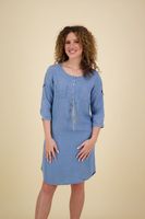 Dress long sleeves lyocell Blauw