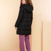 Coat horizontal puff stitch Zwart