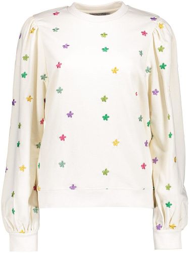 Geisha Sweater with embroided flowers Bruin