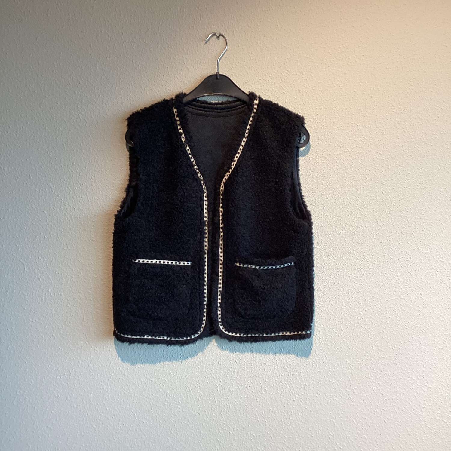 Gilet teddy embroidery Zwart