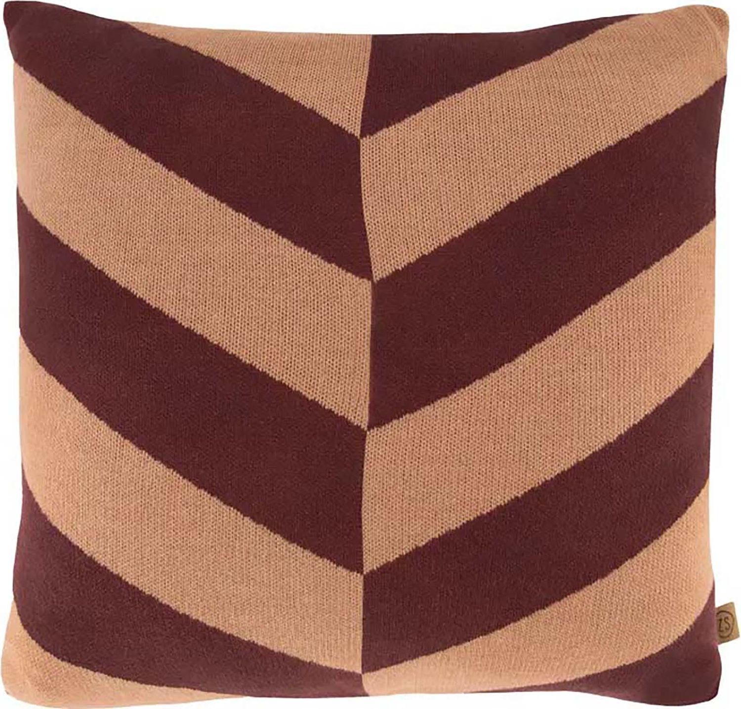 fijn gebreid kussen 45x45cm roestbruin/ oud roze Bruin  fijn gebreid kussen 45x45cm roestbruin/ oud roze Bruin